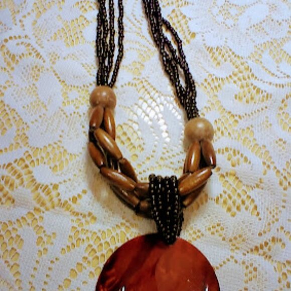 Exotic and Vibrant Beaded Single Shell 4-Strand Necklace, 27" with 3" adjustable - Picture 7 of 16